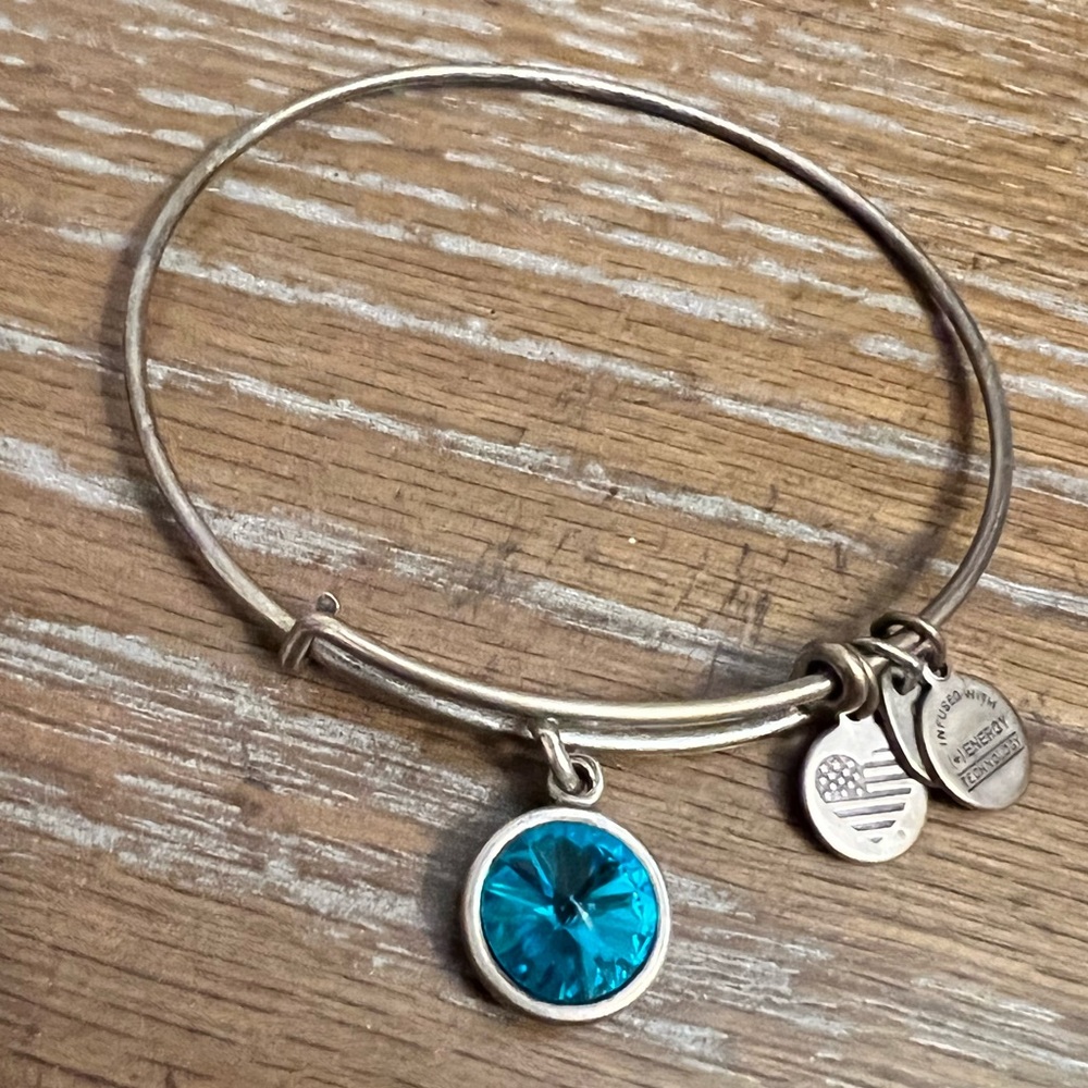 December birthstone blue zircon Alex and ani bracelet
